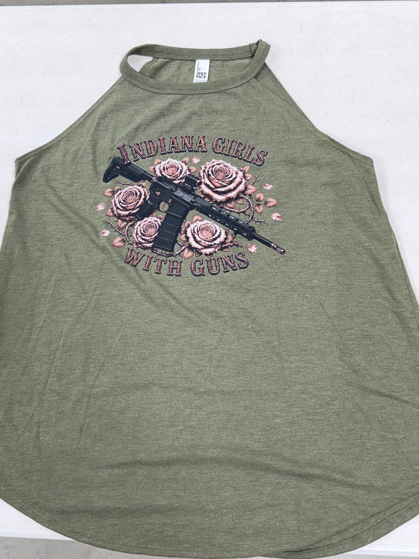 Ladies Indiana Girls With Guns Pink Rose Tank (Rifle)