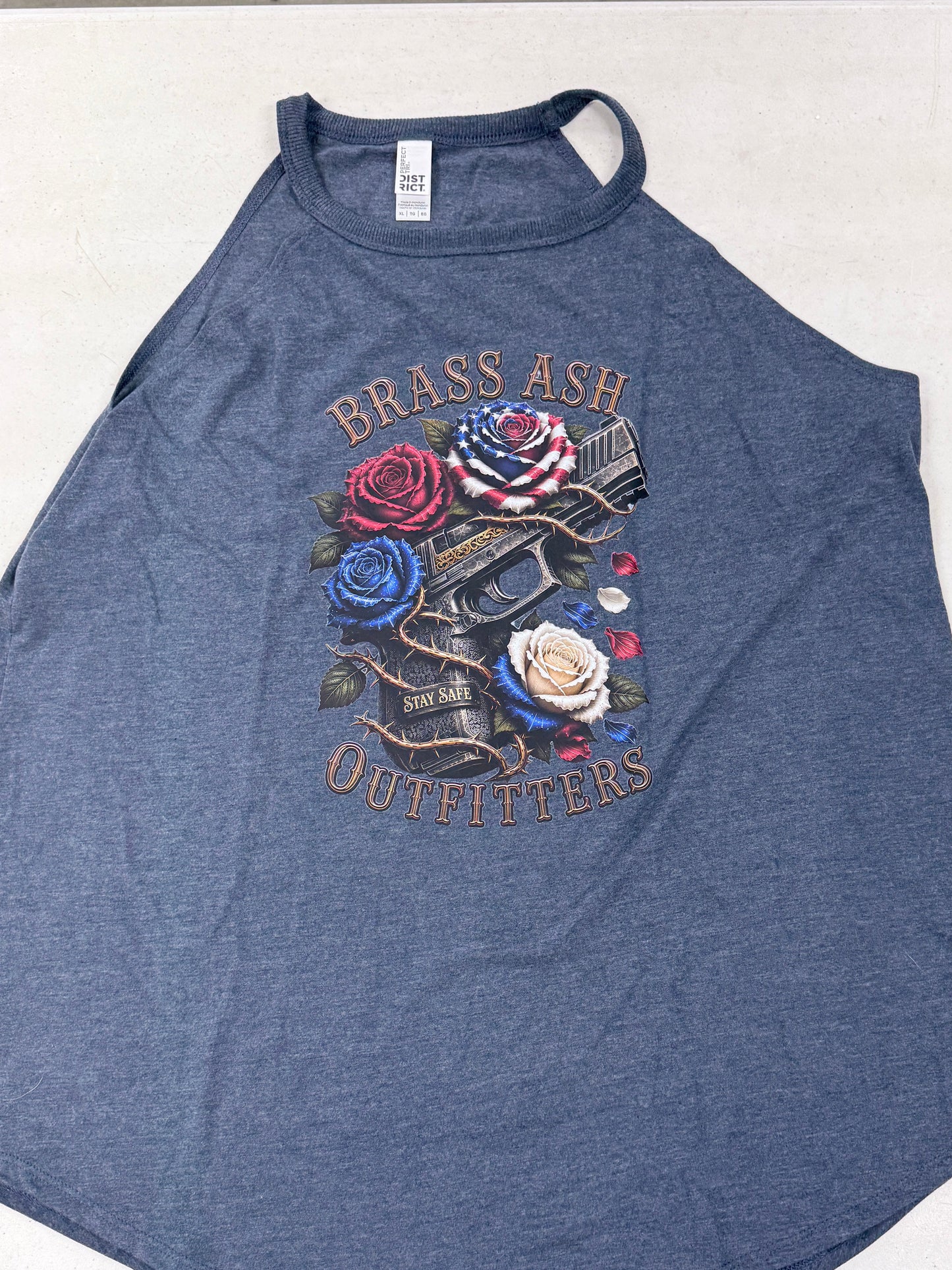 Brass Ash Outfitters Ladies Patriotic Rose Tank (pistol)