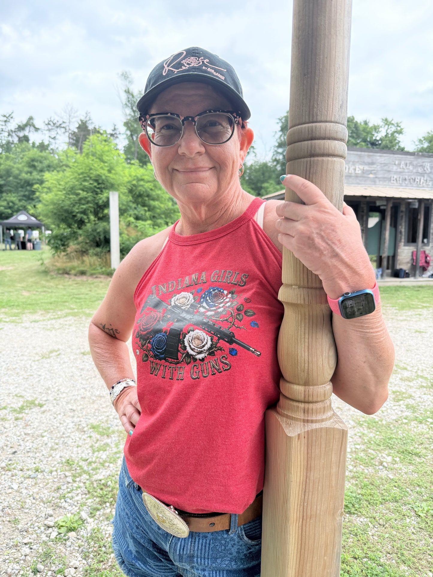 Brass Ash Outfitters Ladies Patriotic Rose Tank (pistol)